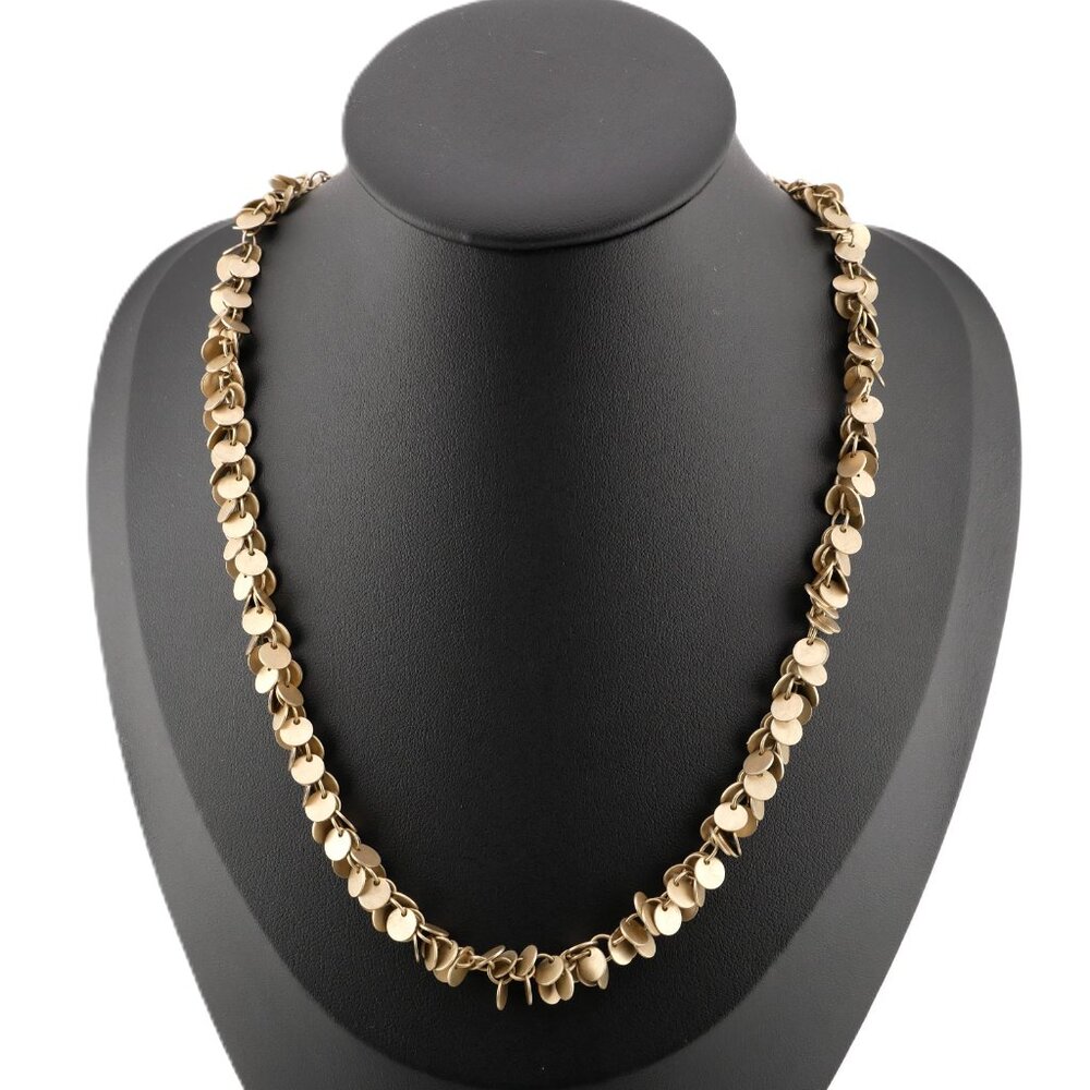 Lydell NYC Brushed Gold Tone Necklace with Small Dangling Discs 18" - 21" Long